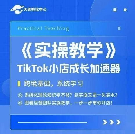大卖家孵化中心TikTok实操课,TikTok小店成长加速器,跨境基础系统学习,一步一步带你开店-互联网资源大全网