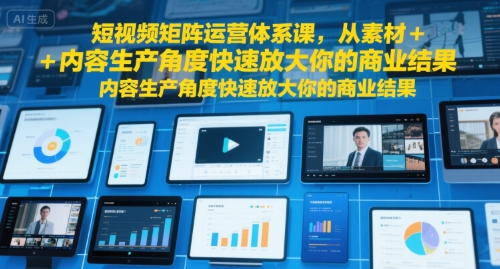 短视频矩阵运营体系课，从素材+内容生产角度快速放大你的商业结果-互联网资源大全网