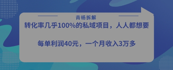 转化率最高的私域项目，每单利润40-50米，月入过1w-互联网资源大全网