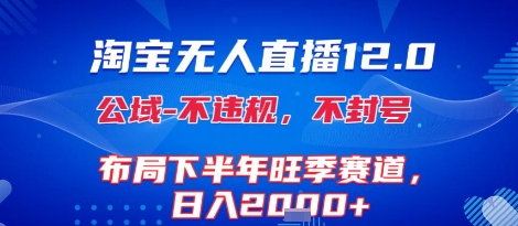 淘宝无人直播12.0,不封号,不违规,布局下半年旺季赛道,日入1k+(独家技术)【揭秘】-互联网资源大全网