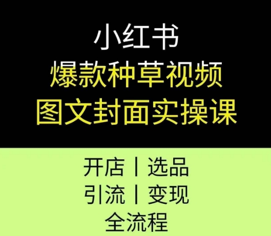 小红书爆款种草视频图文封面实操课,开店、选品、引流、变现全流程-互联网资源大全网
