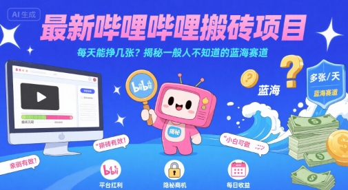 最新哔哩哔哩上B站搬砖项目,每天能挣几张?揭秘一般人不知道的蓝海赛道-互联网资源大全网