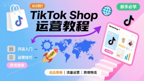 TikTok Shop从0到1运营教程,TikTok跨境电商新手必学课程-互联网资源大全网