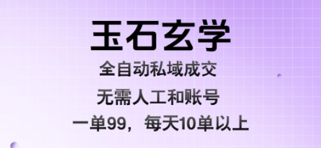 玉石玄学全自动私域成交,一单99每天十单以上,无需人工和矩阵账号,蓝海项目直接干【揭秘】-第一资源库