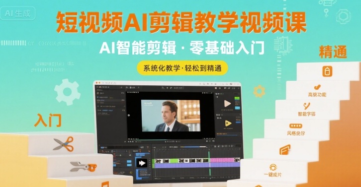 短视频AI剪辑教学视频课,入门到精通-互联网资源大全网