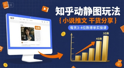 小说推文干货分享之知乎动静图玩法,每天3-4位数爆单实操课-互联网资源大全网
