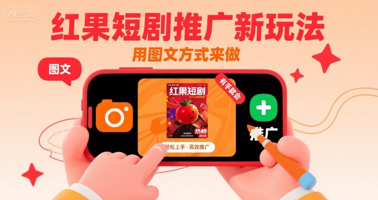 红果短剧推广新玩法,用图文方式来做,有手就会-互联网资源大全网
