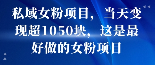 私域女粉项目，当天变现超1k，这是最好做的女粉项目，可放大操作-互联网资源大全网