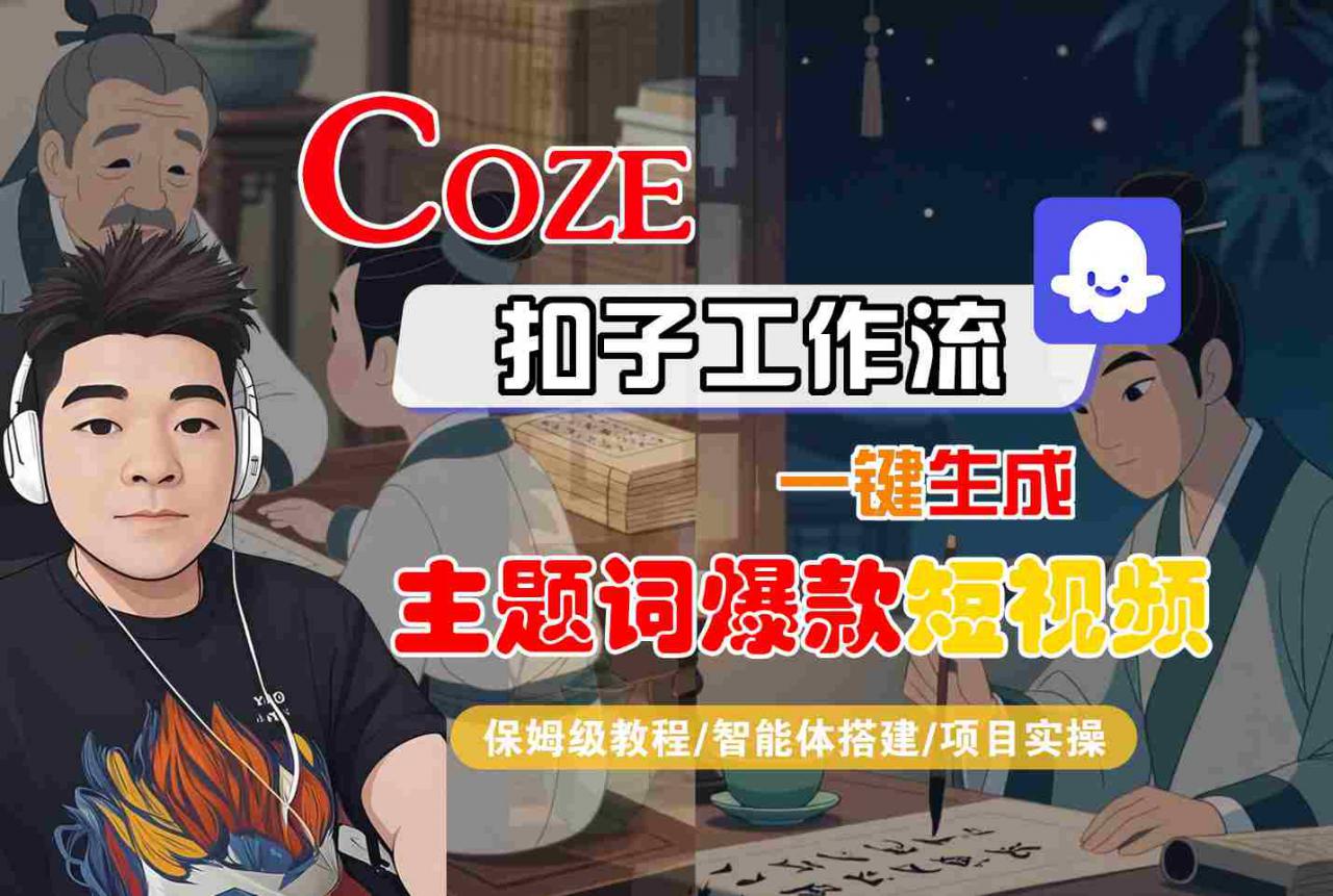 COZE扣子工作流一键生成主题词爆款短视频,保姆级教程-智能体搭建-项目实操-互联网资源大全网