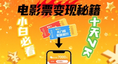 小白必看！卖电影票项目，零投入无门槛谁都能做，十天到手 7k，照做就行【揭秘】-第一资源库
