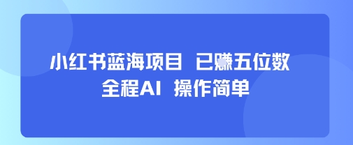 小红书蓝海项目，全程AI，操作简单，已挣五位数-互联网资源大全网