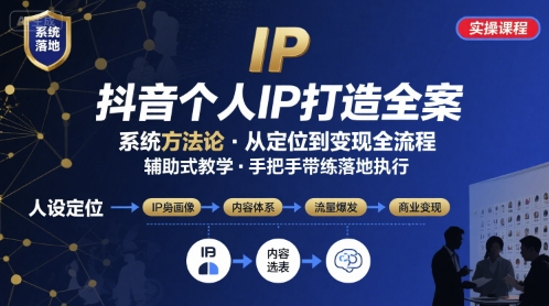 抖音个人IP系统落地实操大课,实操课程,辅助落地-互联网资源大全网