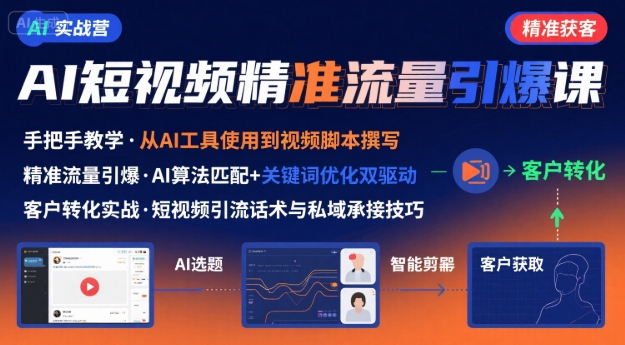 AI+短视频引爆精准客户实战营,手把手教你引爆Ai短视频精准流量-互联网资源大全网