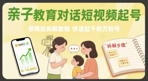 亲子教育对话短视频起号，保姆级拆解教程，快速起千粉万粉号-互联网资源大全网