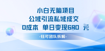 小白无脑项目公域引流私域成交0成本单日变现680米-互联网资源大全网