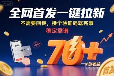 全网首发一键拉新项目,不需要回传,接个验证码就完事,稳定靠谱,一小时收益70+【揭秘】-互联网资源大全网