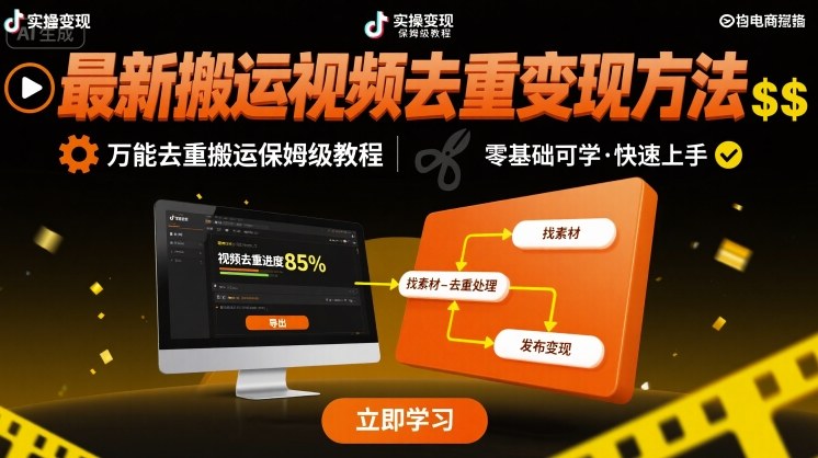 最新搬运视频去重变现方法,万能去重搬运保姆级教程-互联网资源大全网