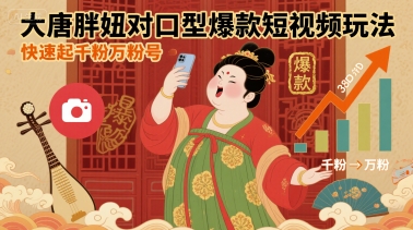 大唐胖妞对口型爆款短视频玩法,快速起千粉万粉号-互联网资源大全网