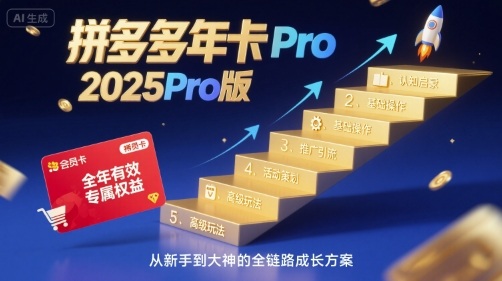 拼多多年卡2025Pro版，五大板块从认知到基础、从推广到活动、从活动到玩法-互联网资源大全网