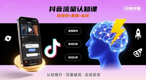 抖音流量认知课,短视频+直播+私域,认知提升,闪电开悟-互联网资源大全网