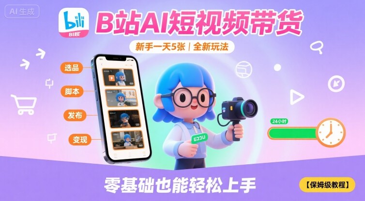B站AI短视频带货,新手一天5张,全新玩法【保姆级教程】-互联网资源大全网