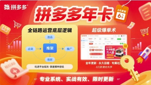 拼多多年卡【8月更新6节】拼多多全链路运营底层逻辑，超级爆单术-互联网资源大全网
