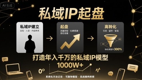 私域IP起盘，私域ip建立、起盘、高转化，打造年入千万的私域ip模型-第一资源库