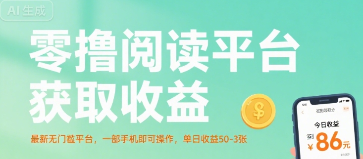 零撸阅读平台获取收益,最新无门槛平台,一部手机即可操作,单日收益50-3张【揭秘】-互联网资源大全网