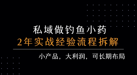 私域做钓鱼小药 每单利润3张+ 详细流程拆解-互联网资源大全网