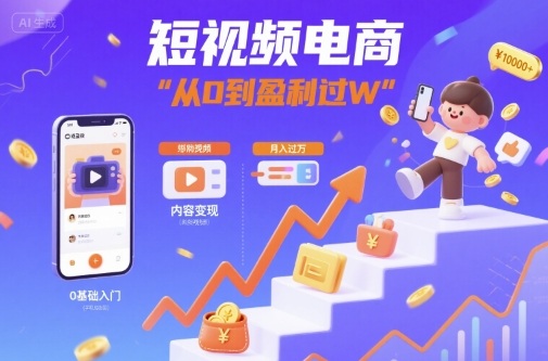 短视频电商:短视频变现从0到盈利过W-互联网资源大全网