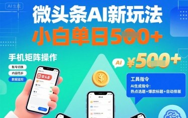 微头条AI新玩法,小白单日5张+,手机可矩阵操作【附工具指令】-互联网资源大全网