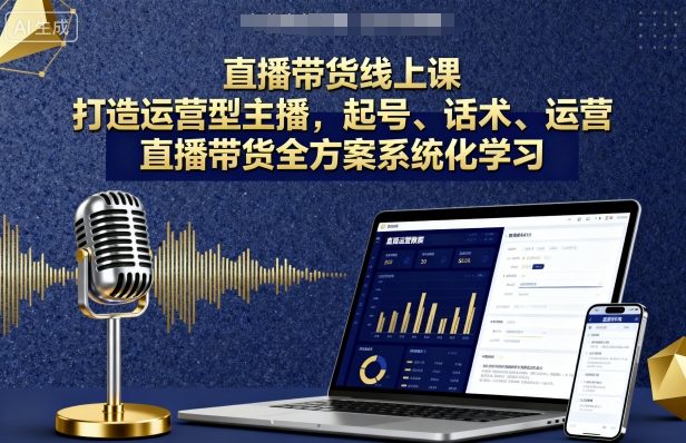直播带货线上课,打造运营型主播,起号、话术、运营,直播带货全方案系统化学习-互联网资源大全网