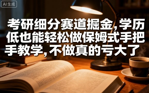 考研细分赛道掘金,日入1k+,学历低也能轻松做保姆式手把手教学,不做真的亏大了【揭秘】-互联网资源大全网