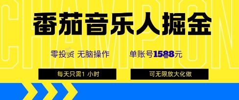 番茄音乐人掘金,单账号最高可撸1k+,可无限矩阵去做,零投入-互联网资源大全网