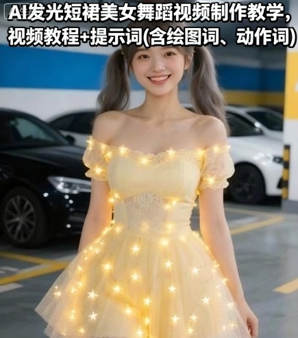 AI发光短裙美女舞蹈视频制作教学,视频教程+提示词(含绘图词、动作词)-互联网资源大全网