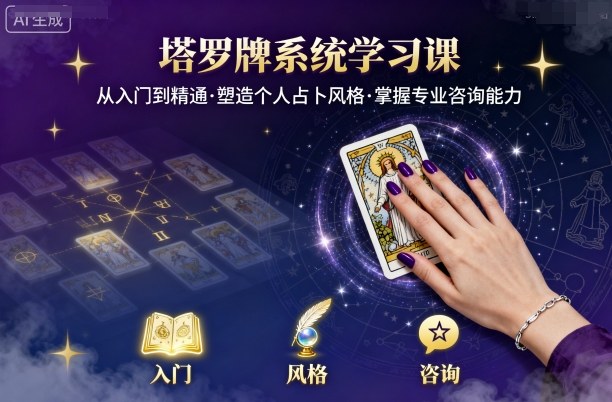 塔罗牌系统学习课,助你从入门到精通,塑造个人占卜风格,掌握专业咨询能力-第一资源库