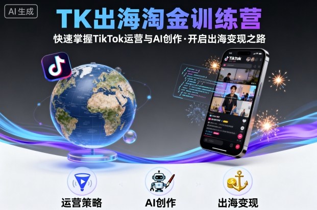 TK出海淘金训练营,助你快速掌握TikTok运营与AI创作,开启出海变现之路-互联网资源大全网