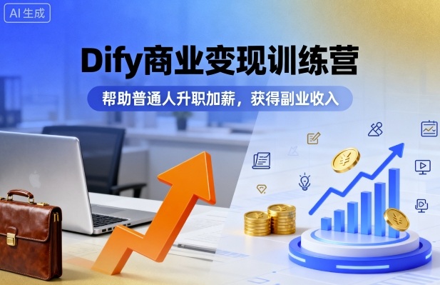 Dify商业变现训练营,帮助普通人升职加薪,获得副业收入-互联网资源大全网