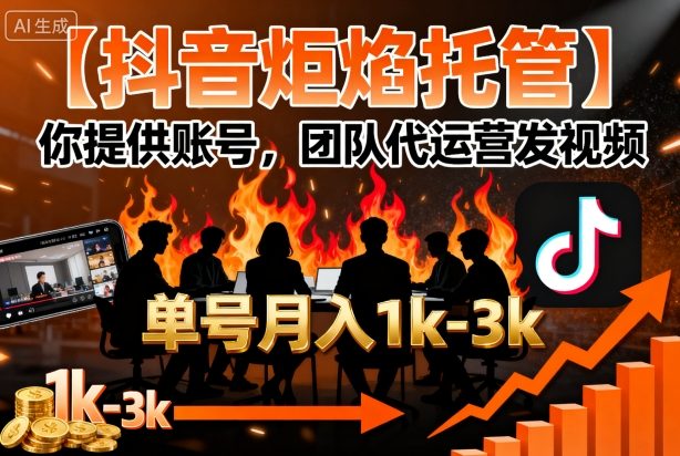 【抖音炬焰托管】你提供账号,团队代运营发视频,单号月入1k+【揭秘】-互联网资源大全网