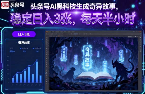 头条号AI黑科技生成奇异故事,稳定日入3张,每天半小时-互联网资源大全网
