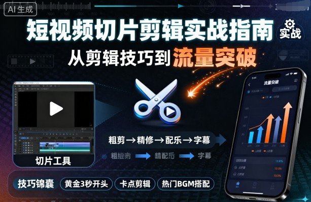 短视频切片剪辑实战指南，从剪辑技巧到流量突破-互联网资源大全网