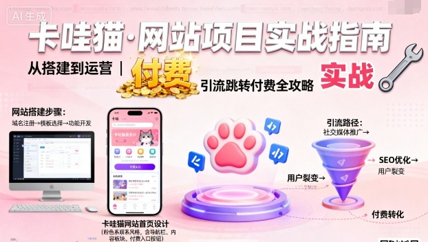 卡哇猫·网站项目，网站搭建与运营以及引流跳转付费-互联网资源大全网