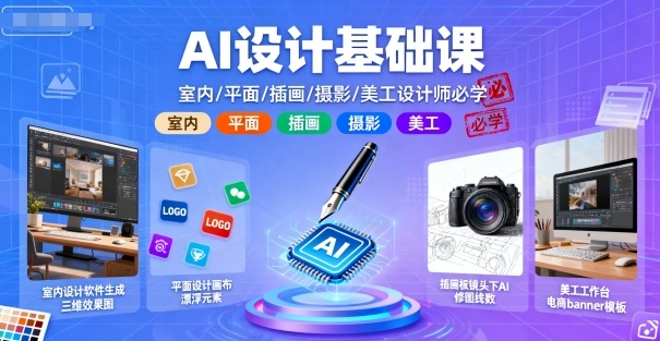 AI设计基础课，室内、平面、插画、摄影、美工设计师必学的-互联网资源大全网