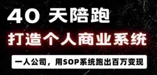 40天陪跑打造个人商业系统,一人公司,用SOP系统跑出百W变现-互联网资源大全网