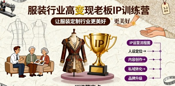服装行业高变现老板IP训练营,让服装定制行业更美好-第一资源库