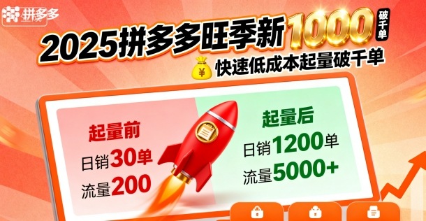 2025拼多多旺季新老店铺——快速低成本起量破千单-互联网资源大全网