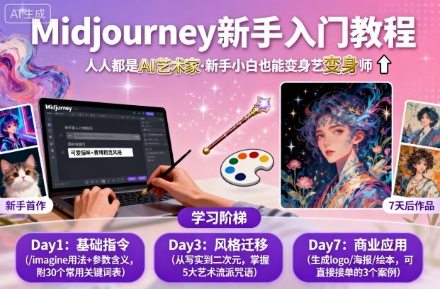 midjourney新手入门教程：人人都是AI艺术家，新手小白也能变身艺术大师-互联网资源大全网