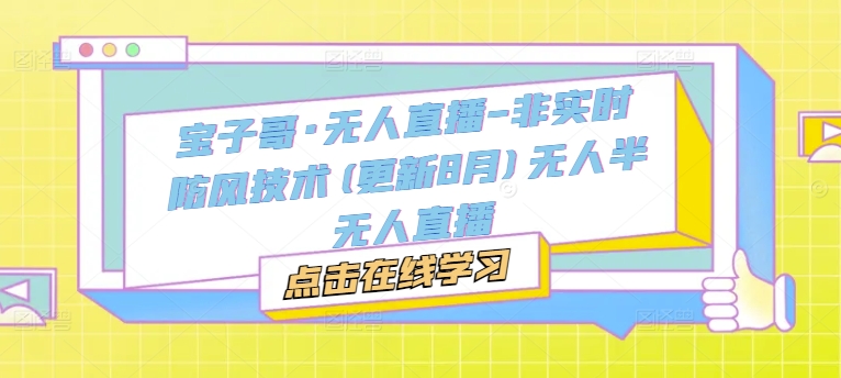 宝子哥·无人直播-非实时防风技术(更新25年8月)无人半无人直播-互联网资源大全网