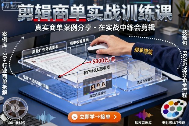 剪辑商单实战训练课,真实商单案例分享,在实战中练会剪辑-互联网资源大全网
