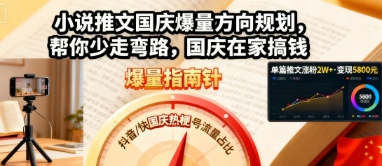 小说推文国庆爆量方向规划，帮你少走弯路，国庆在家搞钱-互联网资源大全网